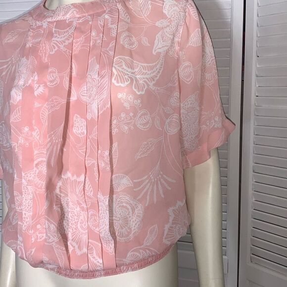 Vintage Pink Sheer Chiffon Pullover Slouchy Blouse Size 18 - Picture 4 of 16